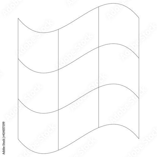Grid, mesh, lattice, grating with distort, deform effect. Distortion, deformation array of lines