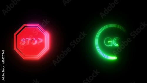 Red stop sign  and green go animation icon  