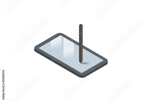 Digital sketchpad. Simple illustration in isometric view