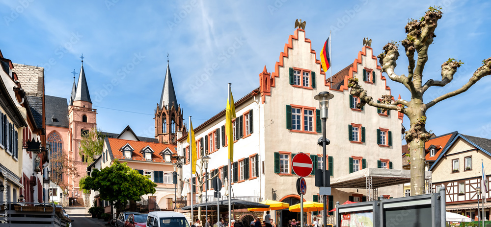 Town hall and market square in Oppenheim am Rhein, Germany