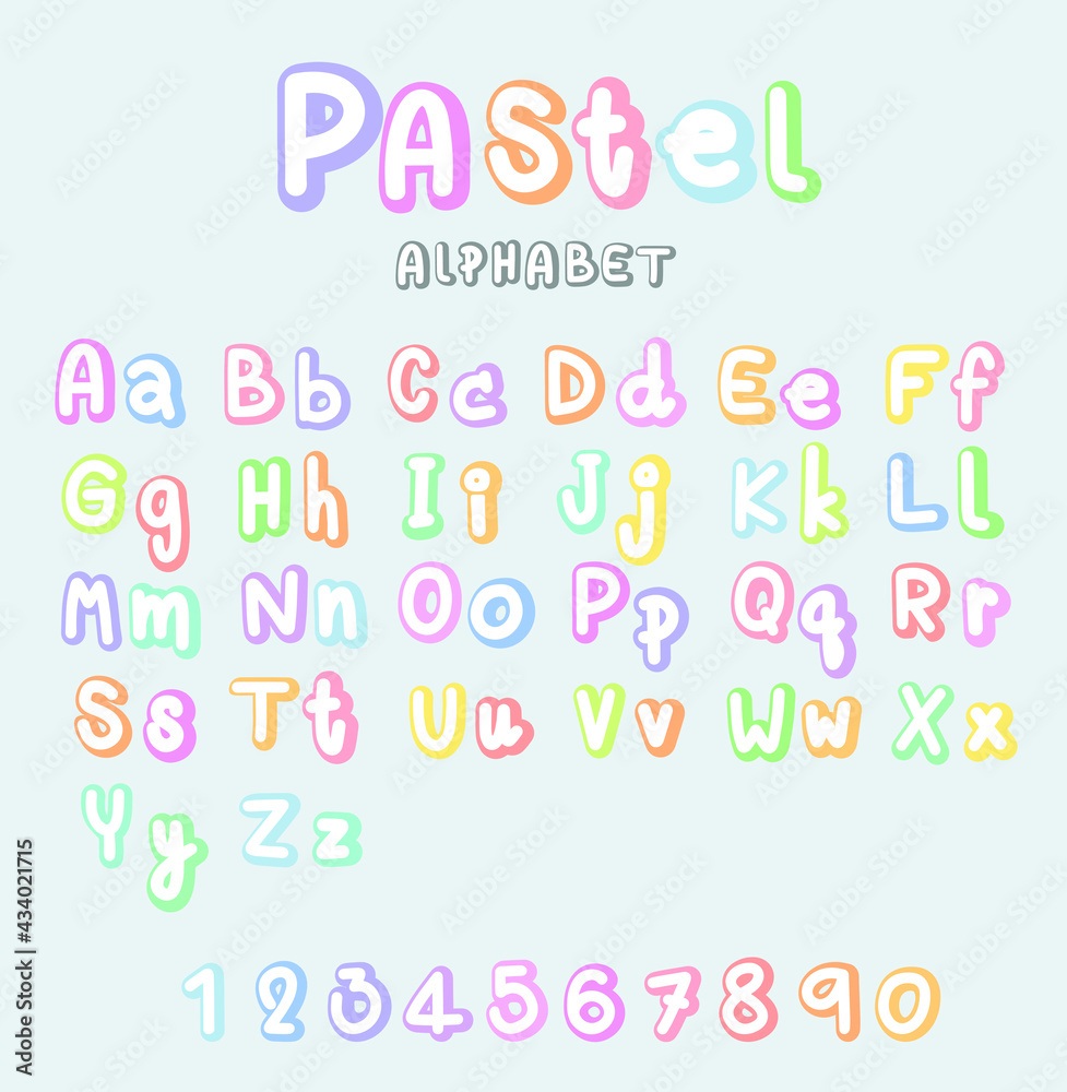 Pastel alphabet doodle fonts, Hand-drawn, Handwriting character for decorating on scrapbook.