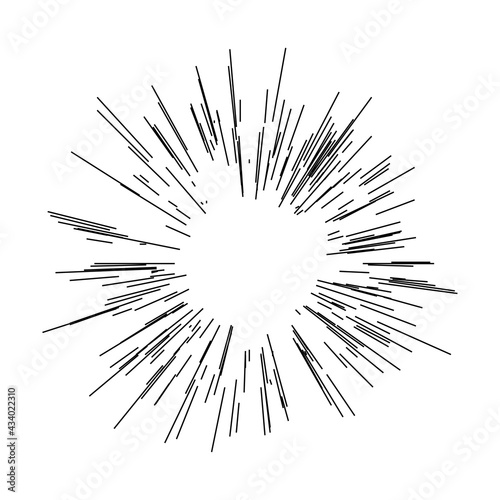 Radial, radiating lines beams, rays. Random lines diverging