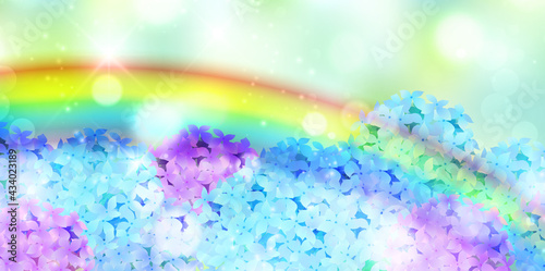 虹　あじさい　風景　背景