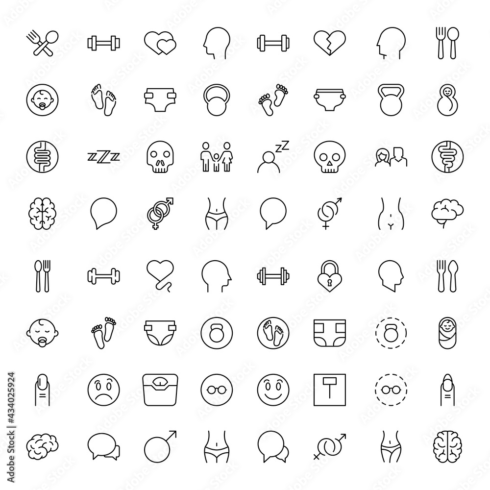 People line icon set. People line icon set.