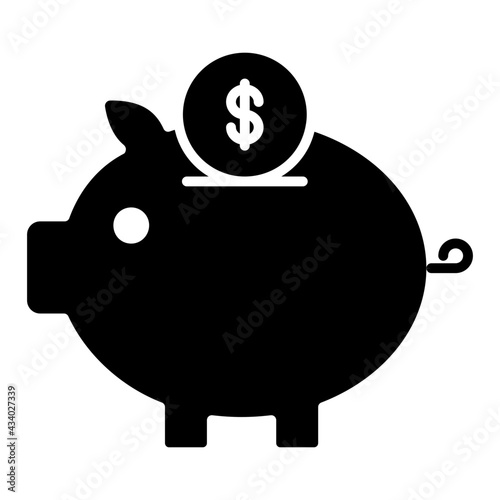 A glyph design, icon of piggy bank