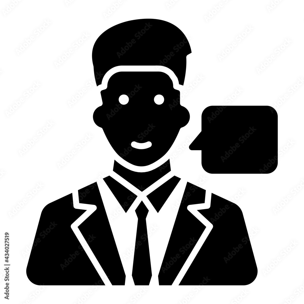 A glyph design, icon of business chat

