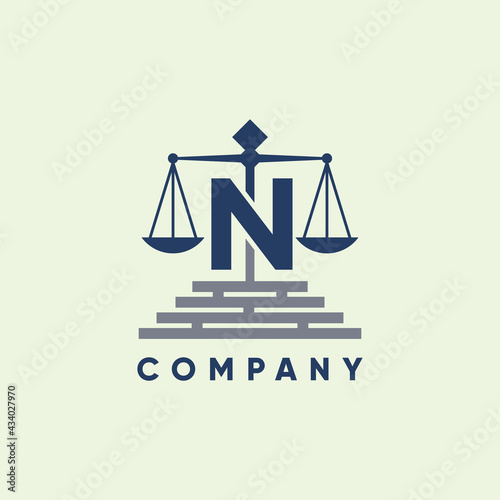 Letter N Legal Firm Law and Attorney Logo Design Vector Graphic Icon Emblem Illustration