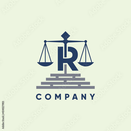 Letter R Legal Firm Law and Attorney Logo Design Vector Graphic Icon Emblem Illustration