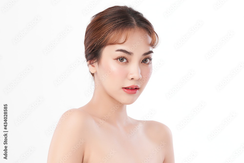 Beautiful young asian woman with clean fresh skin on white background, Face care, Facial treatment, Cosmetology, beauty and spa, Asian women portrait Beautiful young asian woman with clean fresh skin on white background, Face care, Facial treatment, Cosmetology, beauty and spa, Asian women portrait
