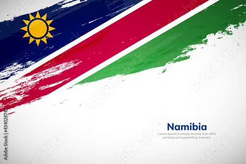 Brush painted grunge flag of Namibia country. Hand drawn flag style of Namibia. Creative brush stroke concept background