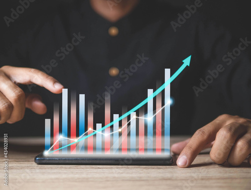 Business growth, progress or success concept.Business Growth Graph on Hand.business strategy as concept