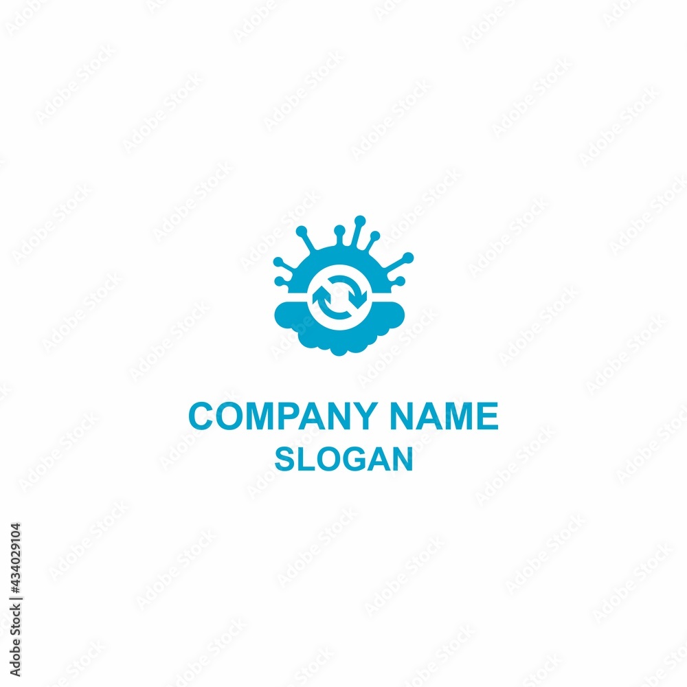 Virus cloud data logo, synchronize virus data with a computer with an online system. Virus cloud data logo, synchronize virus data with a computer with an online system.