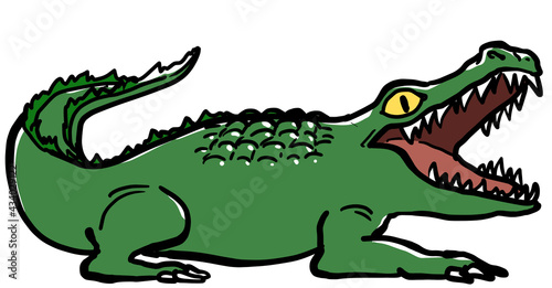 Illustration of an open-mouthed crocodile