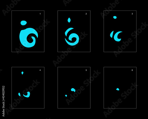 Smoke effect. blue smoke animation sprite sheet. classic smoke effect animation for game or cartoon or animation. vector style animation effect 1938.
