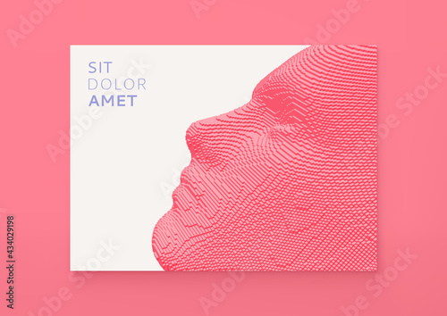 Illustration of an man's face created from small cubes. Anonymous social masking. Technology and robotics concept. Voxel art. 3D vector illustration.