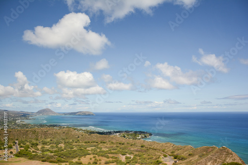 view of oahu coastline from diamond head