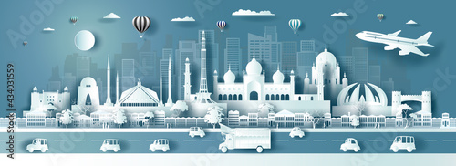 Travel destination landmarks Pakistan city modern and ancient architecture.