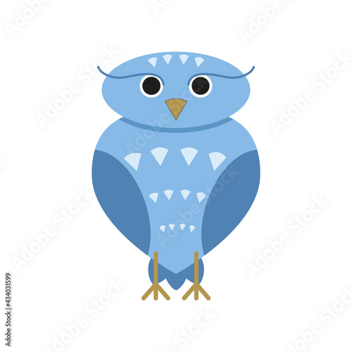 Isolated flat owl on white.