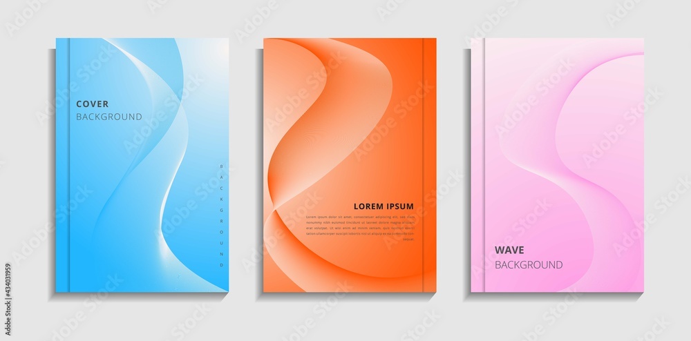 Set Trendy Modern Gradient Colorful Wave Element Cover Background. Can Be Used For Poster, Presentation, Banner Or Wallpaper.