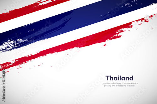 Brush painted grunge flag of Thailand country. Hand drawn flag style of Thailand. Creative brush stroke concept background