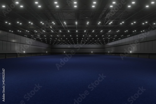 Empty exhibition center. backdrop for exhibition stands.3d render. © tembai
