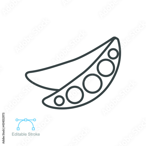 peas icon. nature vegetable  Fresh legume vegetarian food. green Pea in a pod from eco food set. organic Sugar snap. editable stroke outline style vector illustration design on white background EPS 10 © Suncheli