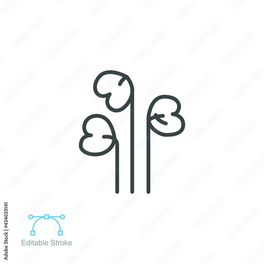 watercress vegetable icon. green salad leaves seasoning cooking logo. fresh culinary plant herb for soup food. outline style Editable stroke. vector illustration design on white background. EPS 10 watercress vegetable icon. green salad leaves seasoning cooking logo. fresh culinary plant herb for soup food. outline style Editable stroke. vector illustration design on white background. EPS 10