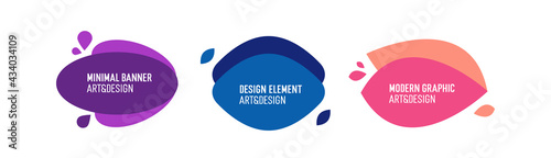 Set of modern organic shapes. Fluid vector trendy elements. Template graphics with geometric speech bubbles and banners with frames to put your own text