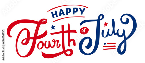 Happy fourth of July custom hand-lettering, typography design for the 4th July celebration

