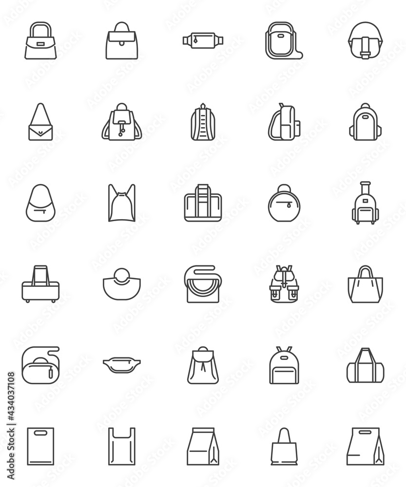 Bag and Backpack line icons set Bag and Backpack line icons set