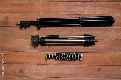 top view of different types of tripods for cameras