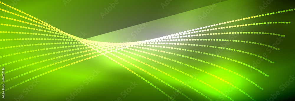 Neon shiny color background with light glowing wave line particles. Wallpaper background, design templates for business or technology presentations, internet posters or web brochure covers Neon shiny color background with light glowing wave line particles. Wallpaper background, design templates for business or technology presentations, internet posters or web brochure covers