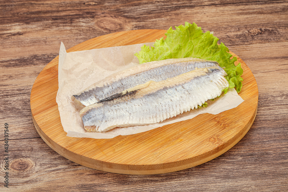 Herring fillet with salad leaves Herring fillet with salad leaves