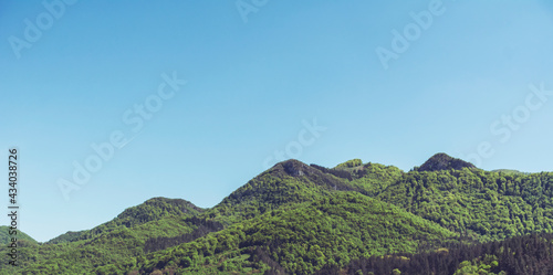 Beautiful Summer Mountain Landscape with Green Hills and Blue Sky .Teteven Balkan ,Bulgaria 
