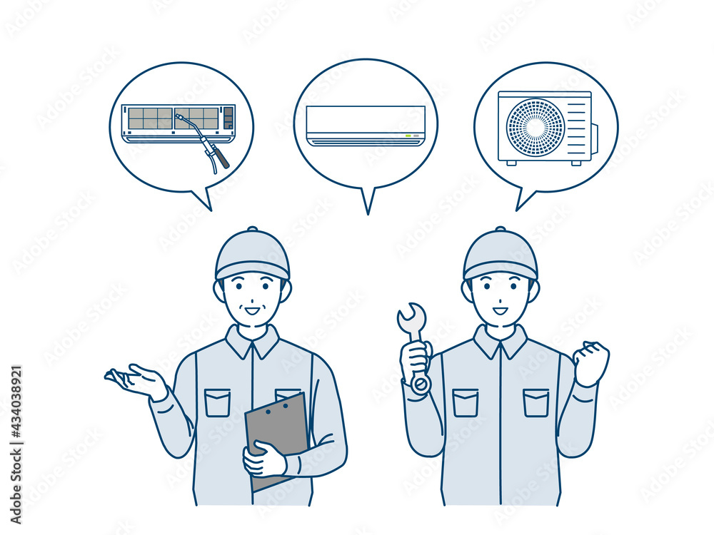 空調工事 エアコン取付工事 業者 男性 イラスト素材 Stock Vector Adobe Stock