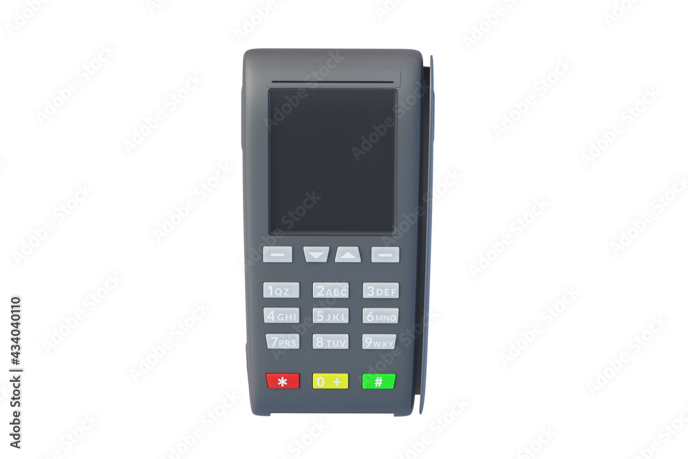 Portable cash register isolated on white background. Top view. 3d render Portable cash register isolated on white background. Top view. 3d render