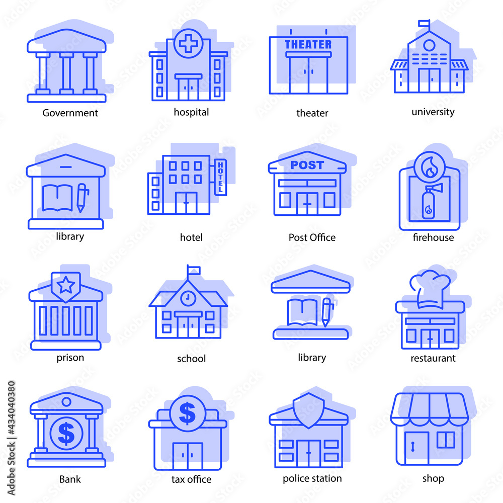Building icon set. the icon can be used for application icon, web icon, infographics, Editable stroke. Design template vector
