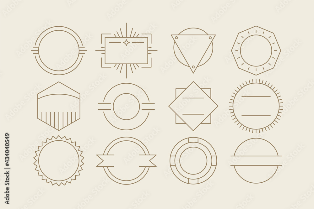 Abstract design elements and shapes for boho logo template. Modern minimal linear icons for social media, cards and decoration.