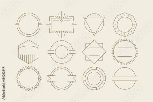 Abstract design elements and shapes for boho logo template. Modern minimal linear icons for social media, cards and decoration.