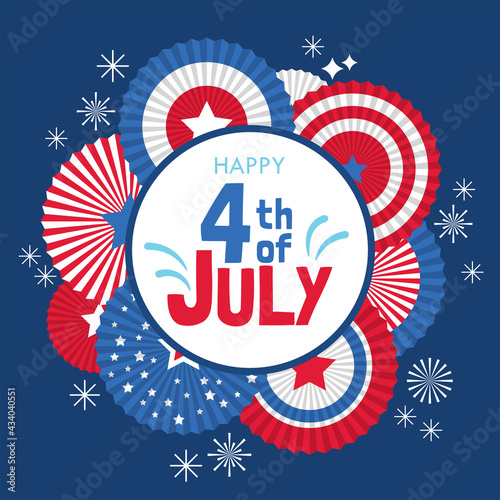 4th of july USA Independence day abstract background. Template for cards, stickers and party invitations.