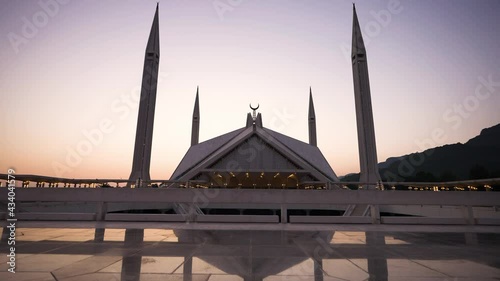 View Of Faisal Masjid At Sunset In Islamabad, Pakistan - wide shot photo