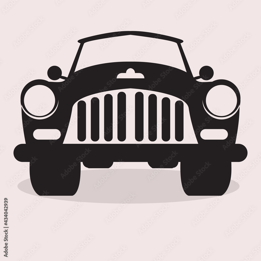 Muscle Classic or retro car front view. Flat and solid color vintage vector illustration. Muscle Classic or retro car front view. Flat and solid color vintage vector illustration.