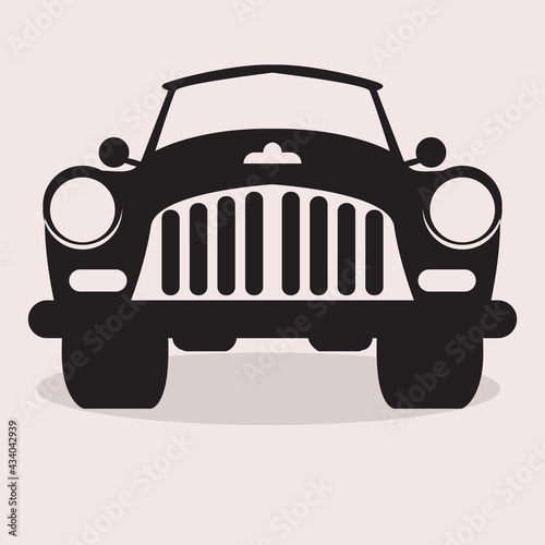 Muscle Classic or retro car front view. Flat and solid color vintage vector illustration.