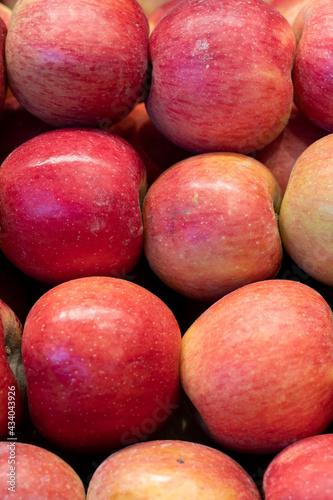 Organic red apple. Close-up apple background