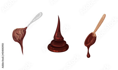 Chocolate Sweet Paste for Spreading on Bread and Toast Vector Set
