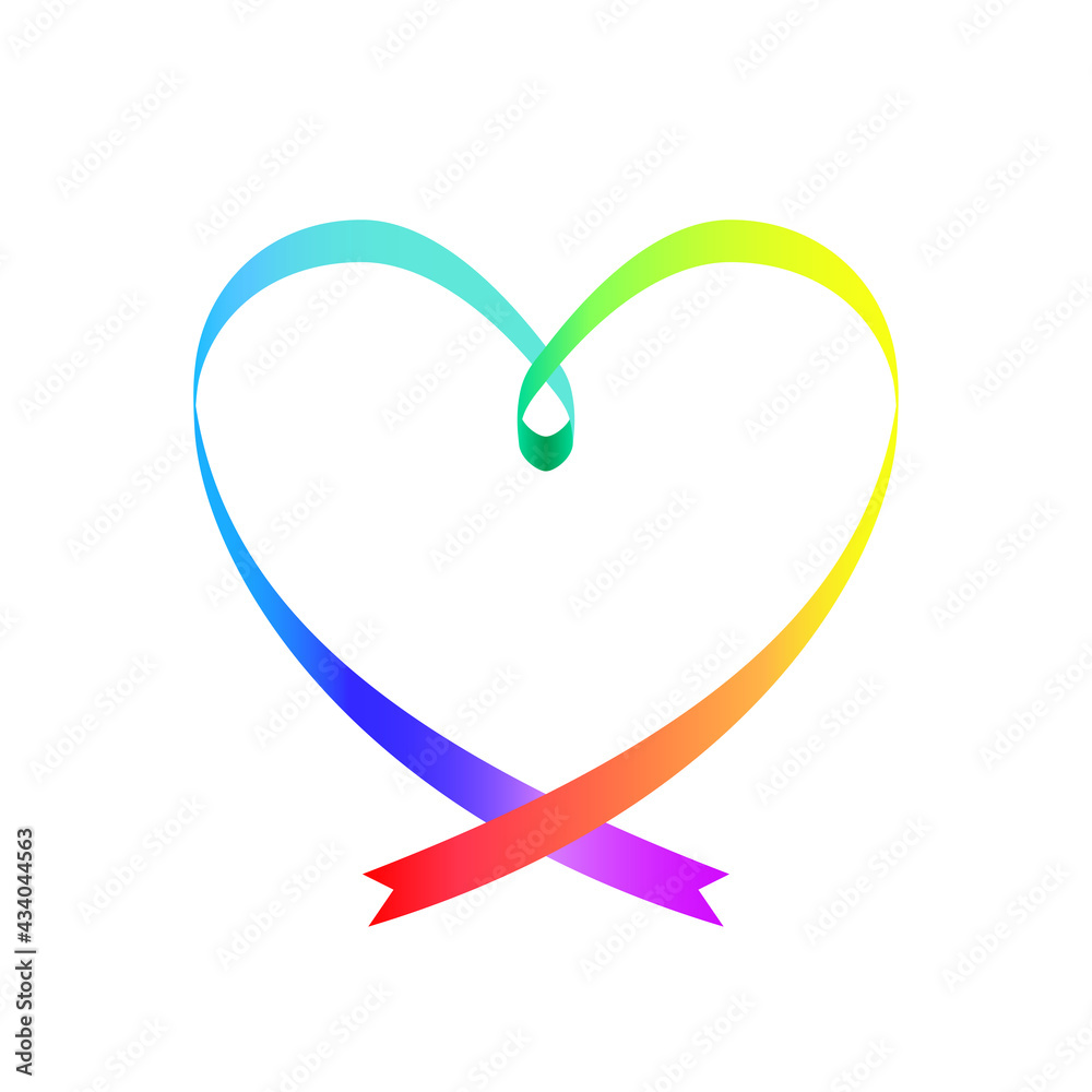 ハート型の虹色のリボンのイラスト Stock Vector Adobe Stock