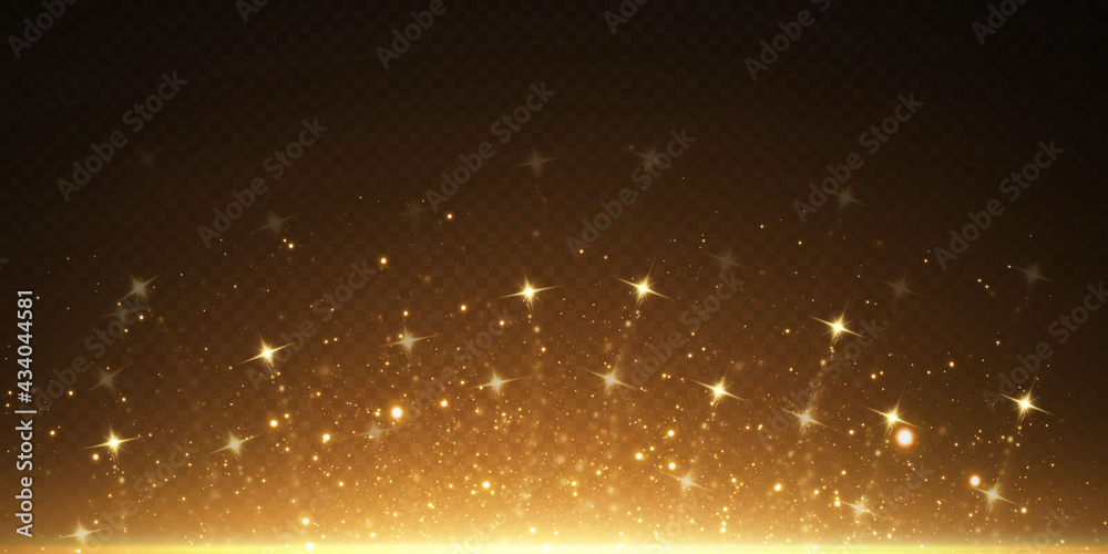 Glittering particles of fairy dust. Magic concept. Abstract festive background. Christmas background. Space background.