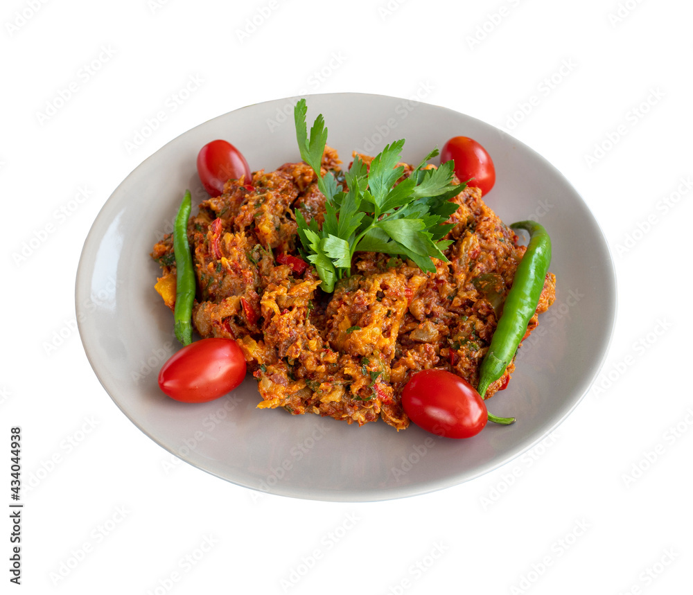 Carrot salad with yogurt isolated on a white background. Healthy food. Local name yandım hacer Carrot salad with yogurt isolated on a white background. Healthy food. Local name yandım hacer