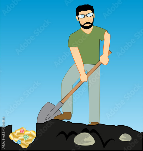 Man hides bonanza with golden coin and emerald