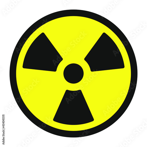 Radioactive symbol icon. Nuclear radiation warning sign. Atomic energy logo label. Vector illustration image. Isolated on white background.